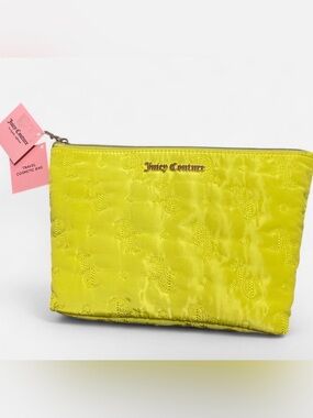 Juicy Couture Bright Yellow Gold Logo Zip cosmetic pouch